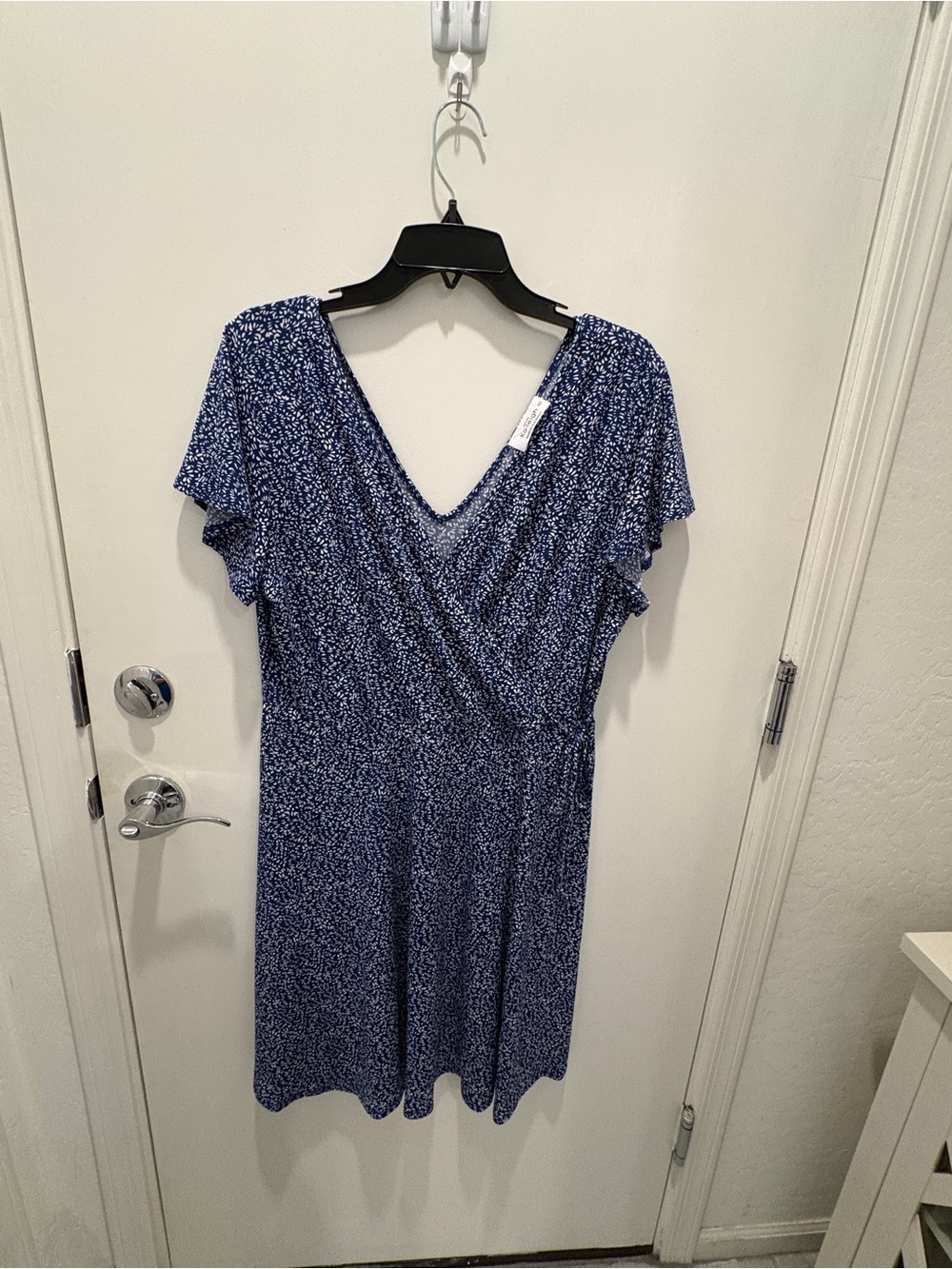 Blue Printed V-Neck Women’s Dress
